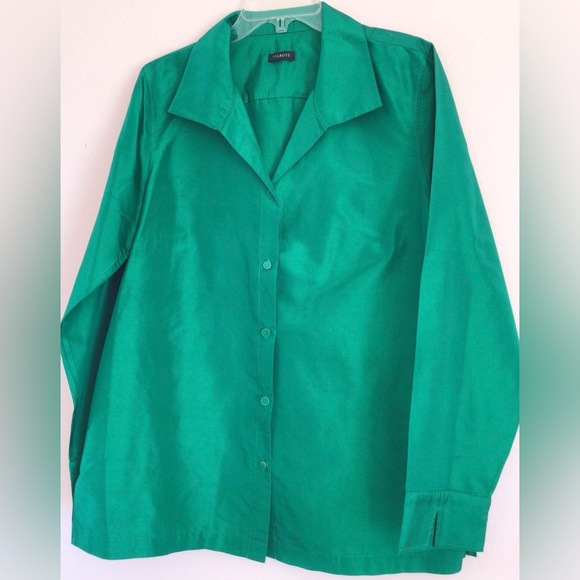 Talbots green Silk Button Down Shirt size 16 - Picture 3 of 9